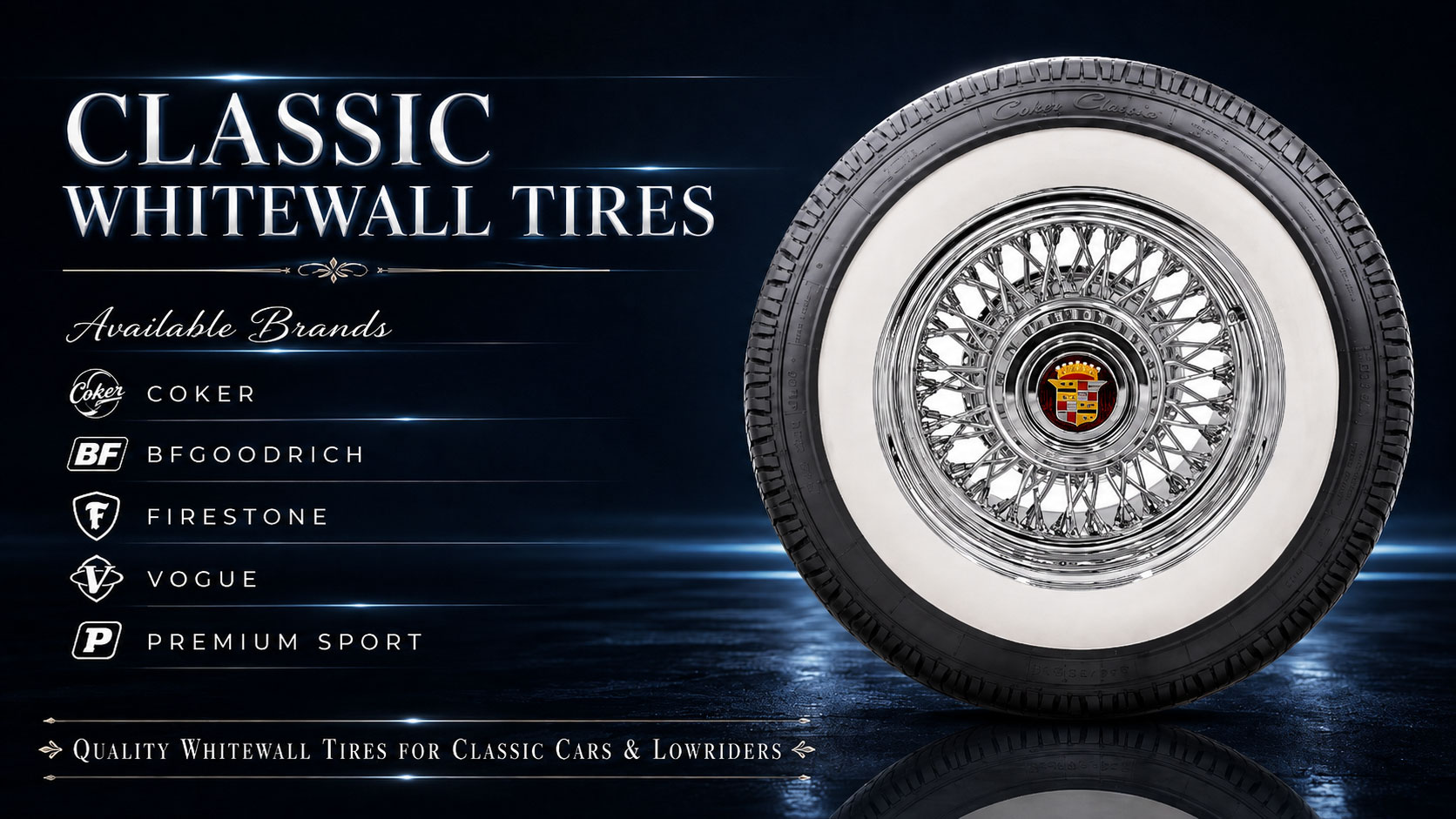 Whitewall Tires For Sale Online - Coker, BF Goodrich, Firestone, Vogue and Premium Sport 5.20's